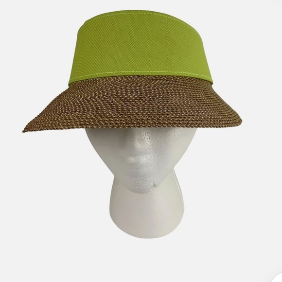 Eric Javits Squishee Straw Champ Womens Visor Lime Green UV Protection Packable - Picture 2 of 13